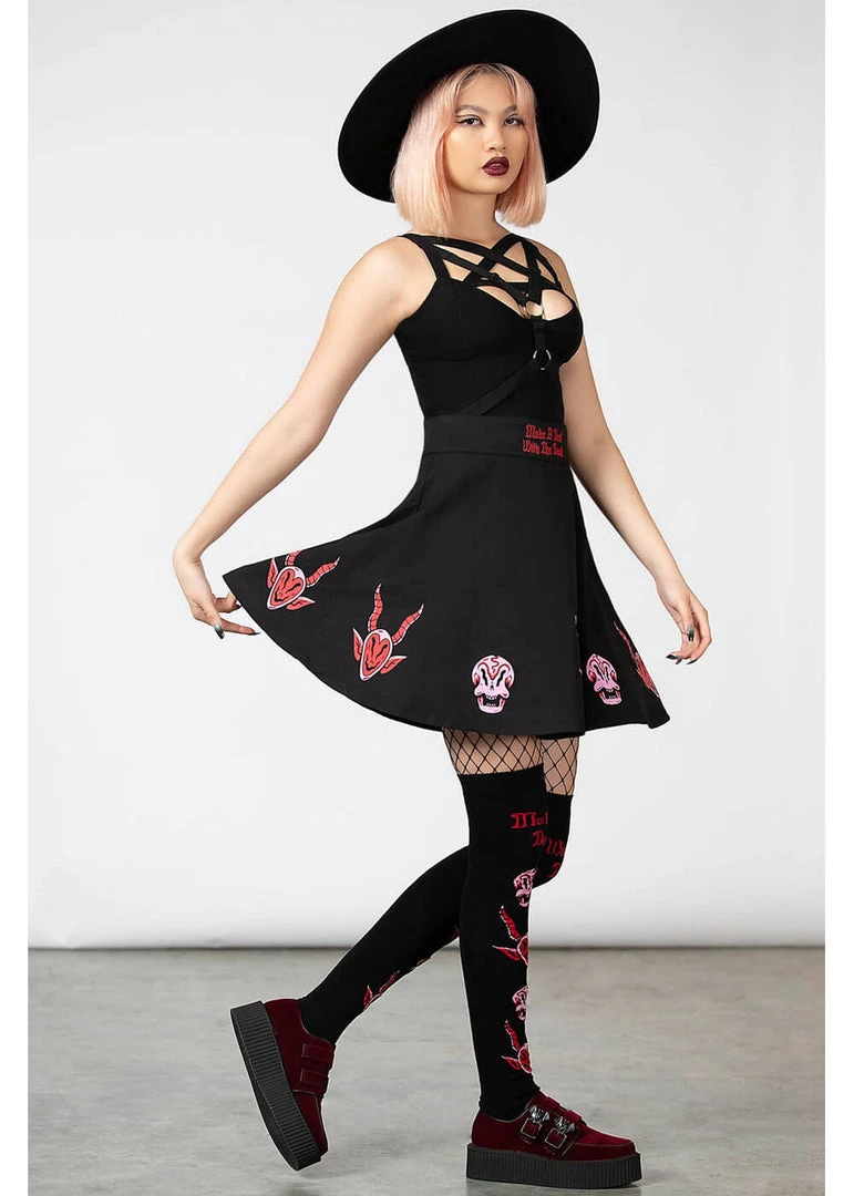 Killstar Covenant Skater Skirt Black