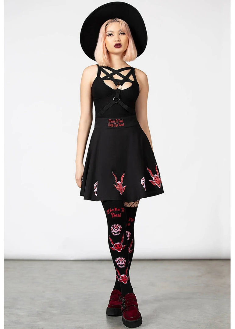 Killstar Covenant Skater Skirt Black