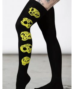 Killstar Heads Up Skulls Long Socks Black New In