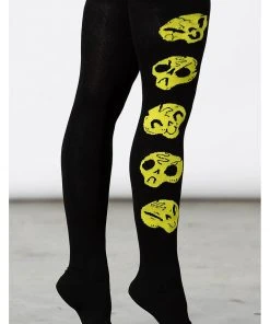 Killstar Heads Up Skulls Long Socks Black New In
