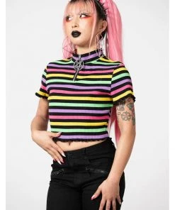 Killstar Rainbow Child 70's Crop Top Multicolour New In