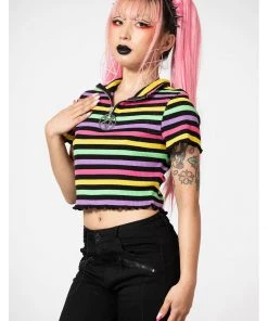 Killstar Rainbow Child 70's Crop Top Multicolour New In