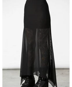 Killstar Death Star Mesh Maxi Skirt Black