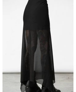 Killstar Death Star Mesh Maxi Skirt Black