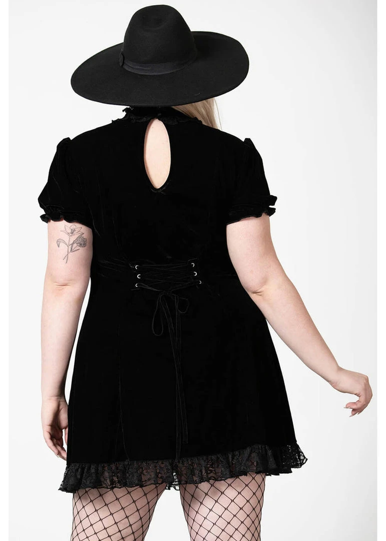 Killstar Julienne Keyhole Velvet 60's Dress Black