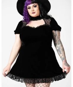 Killstar Julienne Keyhole Velvet 60's Dress Black