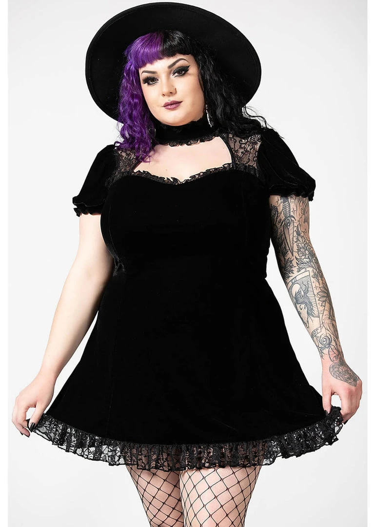 Killstar Julienne Keyhole Velvet 60's Dress Black