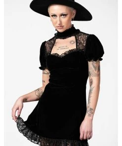 Killstar Julienne Keyhole Velvet 60's Dress Black