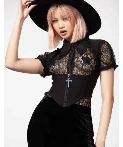 Killstar Isobella Cross Corset Top Black New In