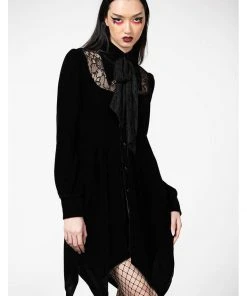 Killstar Nymyra Velvet Cameo 60's Dress Black