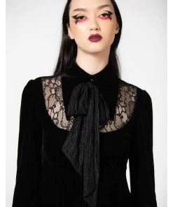 Killstar Nymyra Velvet Cameo 60's Dress Black