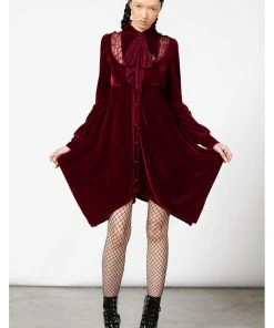 Killstar Nymyra Velvet Cameo 60's Dress Blood Red New In