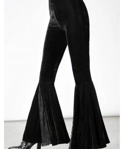 New In Killstar Marisol Velvet 70's Flare Bell Bottoms Trousers Black