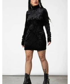 Killstar Blasphemia Velvet Pencil Dress Black