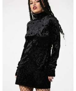 Killstar Blasphemia Velvet Pencil Dress Black