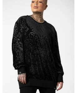 Killstar Blasphemia Velvet Sweatshirt Black