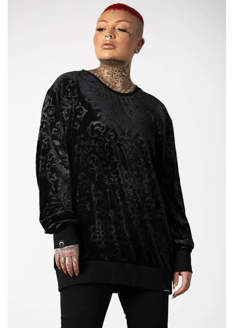 Killstar Blasphemia Velvet Sweatshirt Black