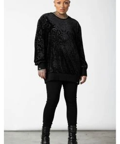 Killstar Blasphemia Velvet Sweatshirt Black