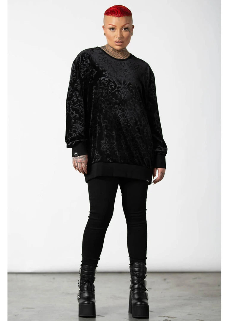 Killstar Blasphemia Velvet Sweatshirt Black