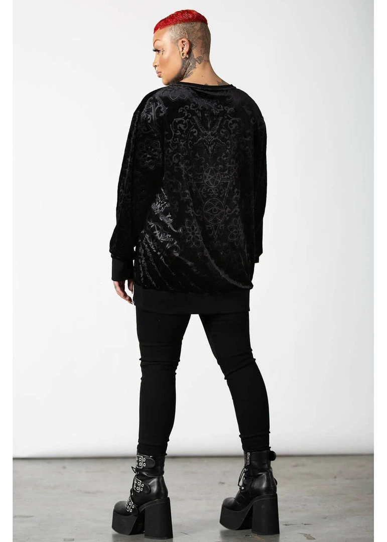 Killstar Blasphemia Velvet Sweatshirt Black