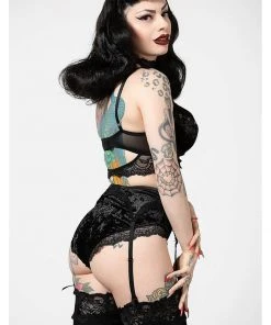 Killstar Mercy Lace Garter Belt Black