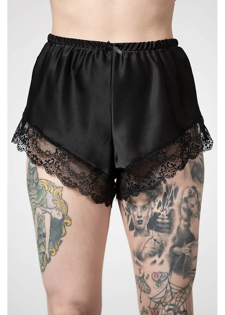 Killstar Severina Satin Shorts Black