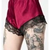 New In Killstar Severina Satin Shorts Bloodred