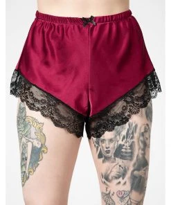 New In Killstar Severina Satin Shorts Bloodred
