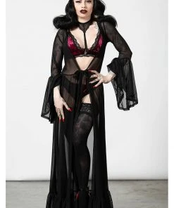 Killstar Mother Spirits Mesh Duster Cloak Black