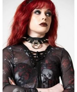 Killstar Wicked Rose Mesh Blouse Black