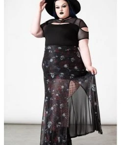Killstar Kleadora Mesh Maxi Skirt Black