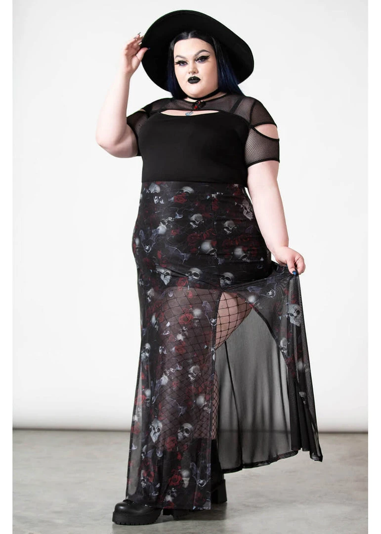 Killstar Kleadora Mesh Maxi Skirt Black