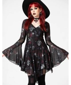 New In Killstar Bellflora Mesh Dress Black