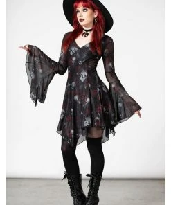 New In Killstar Bellflora Mesh Dress Black