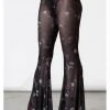 Killstar Spirala Mesh Bell Bottoms Flare Trousers Black