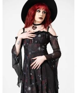 Killstar Mystic Meadow Mesh Maxi Dress Black