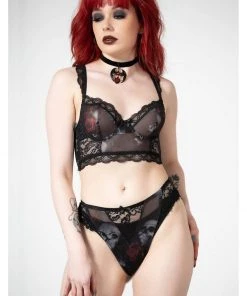 Killstar Wicked Wild Rose Mesh BH Black New In