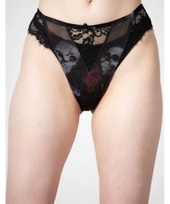 New In Killstar Wicked Wild Rose Mesh Panty Black