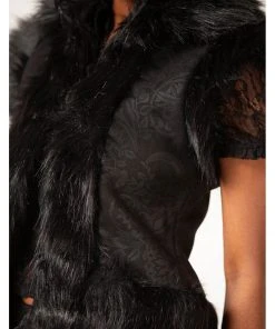Killstar Terradalia Faux Fur 70's Gilet Black