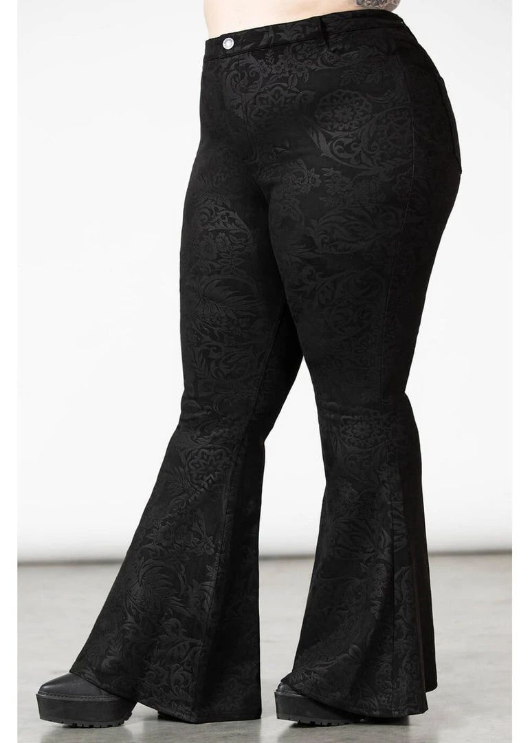 Killstar Black Lily 70's Bell Bottoms Flare Trousers Black New In
