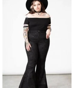 Killstar Black Lily 70's Bell Bottoms Flare Trousers Black New In