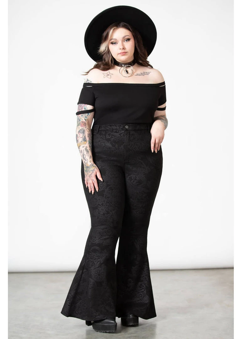 Killstar Black Lily 70's Bell Bottoms Flare Trousers Black New In