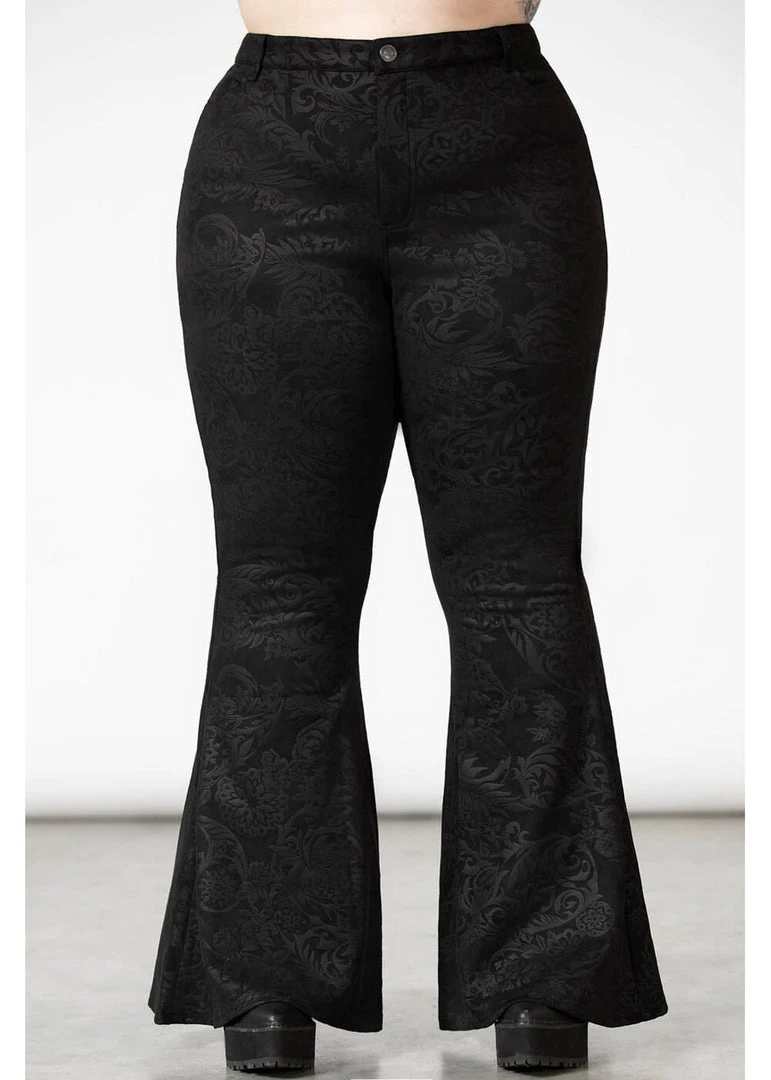 Killstar Black Lily 70's Bell Bottoms Flare Trousers Black New In