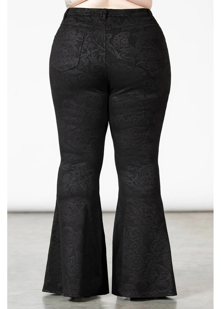Killstar Black Lily 70's Bell Bottoms Flare Trousers Black New In