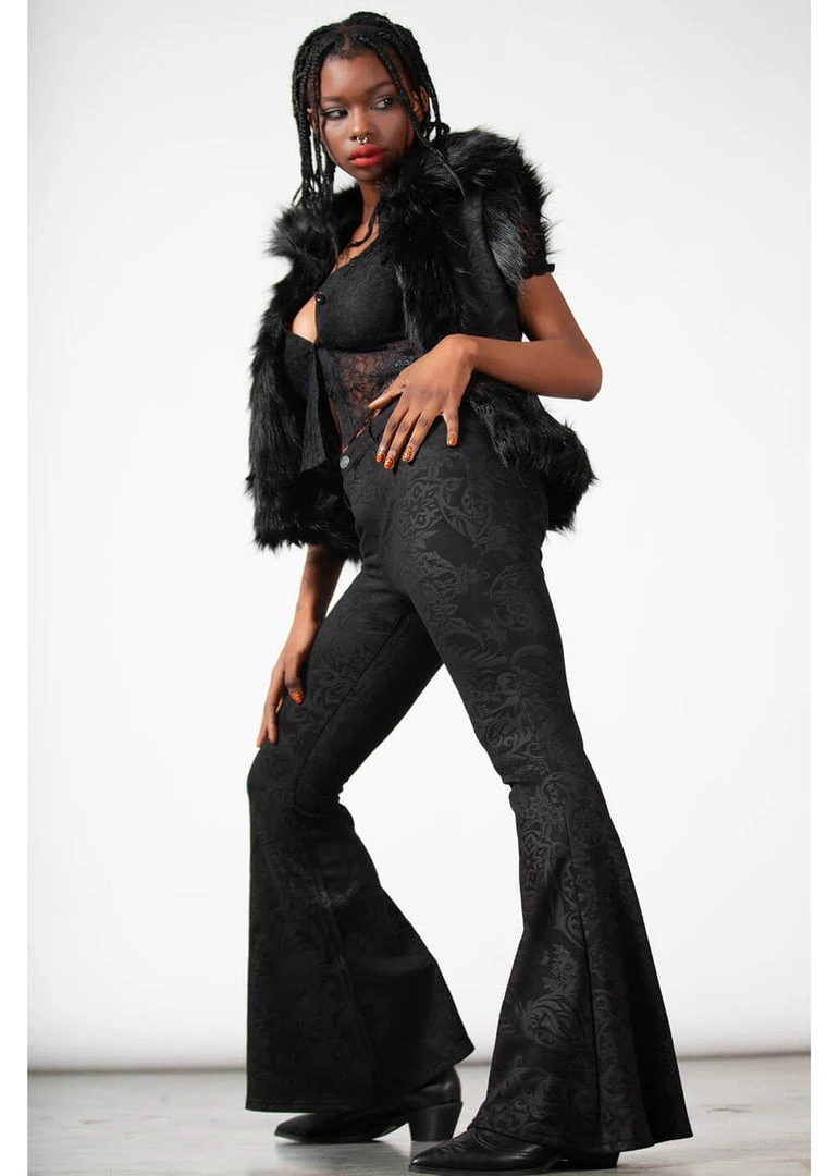 Killstar Black Lily 70's Bell Bottoms Flare Trousers Black New In