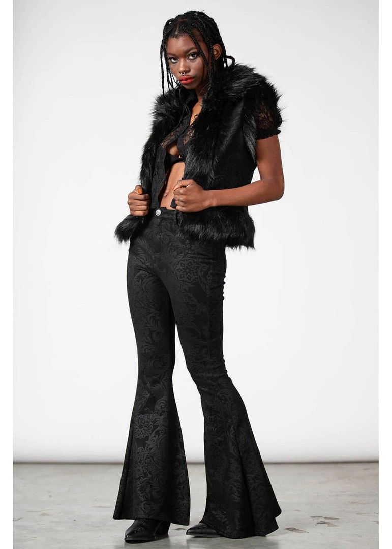 Killstar Black Lily 70's Bell Bottoms Flare Trousers Black New In