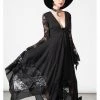New In Killstar Misty Night 70's Maxi Dress Black