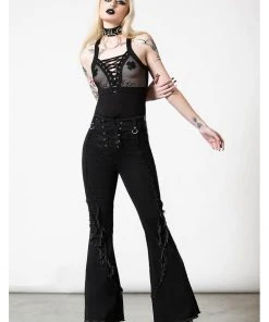 Killstar Dasia Bell Bottoms Flare Trousers Black