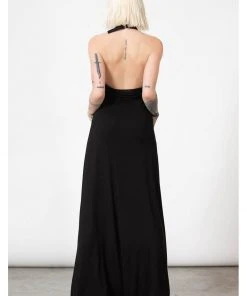 New In Killstar Tristania Maxi Halter Dress Black