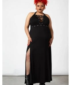 New In Killstar Tristania Maxi Halter Dress Black